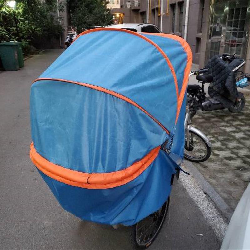 脚踏三轮车车篷挡风避雨遮阳蓬人力助力三轮车棚折叠鹏电动三轮篷