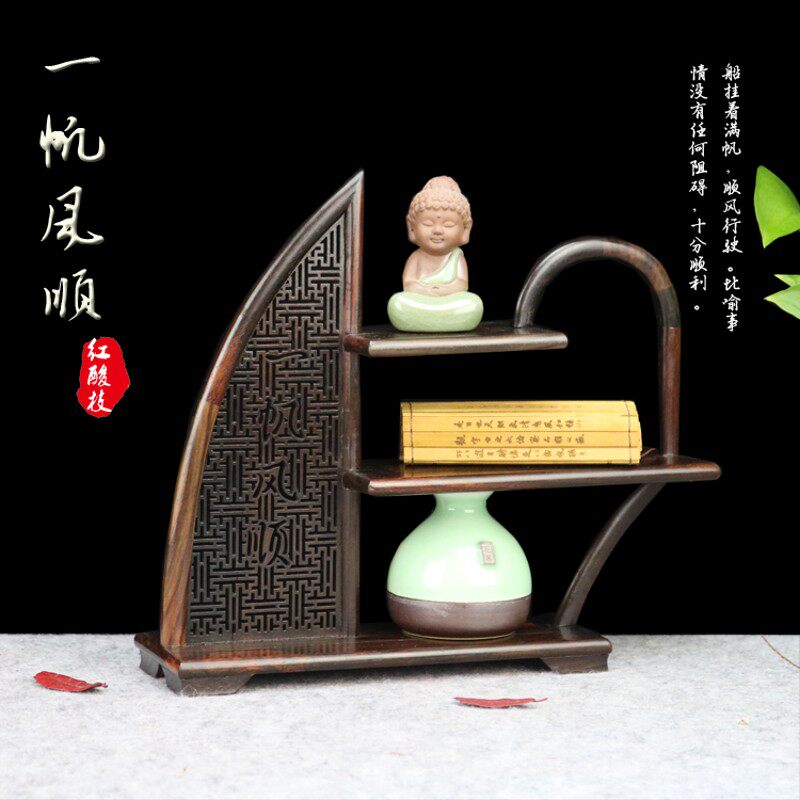 大红酸枝实木小博古架多宝阁红木茶具架古玩盆景茶壶展示仿古中式