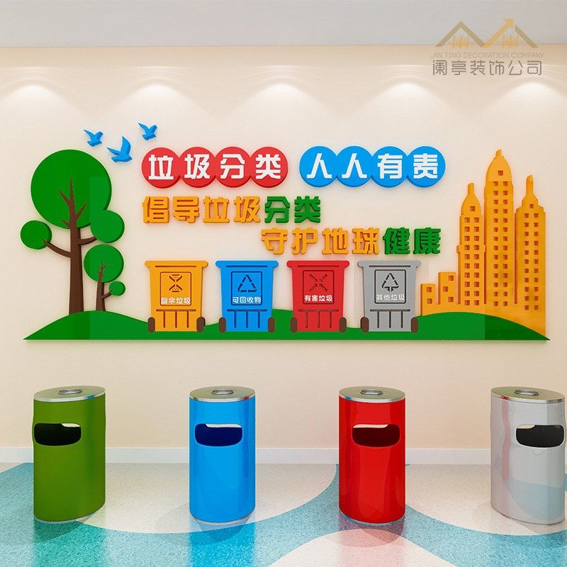 幼儿园垃圾分类主题墙贴纸班级教室走廊区域区角环创装饰布置自粘
