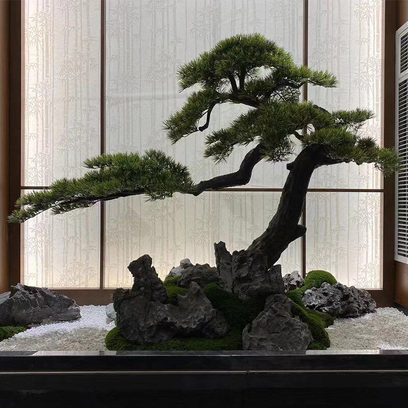 大型仿真松树迎客松假树新中式松树黑松树室内枯山水造景绿植摆件
