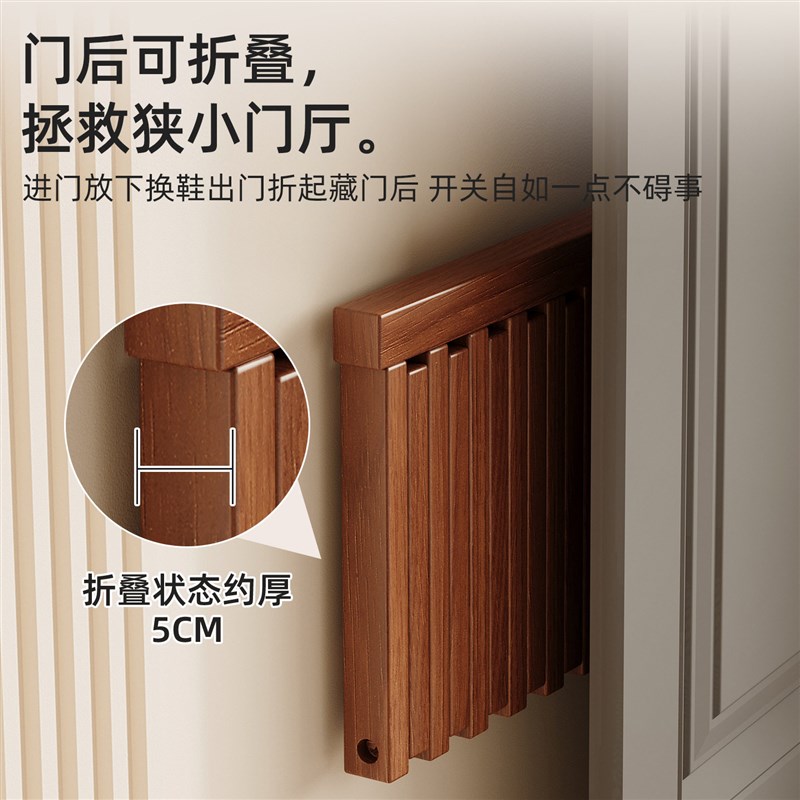实木折叠换鞋凳壁挂式家用门口穿鞋进门凳入户玄关隐形墙贴折叠椅