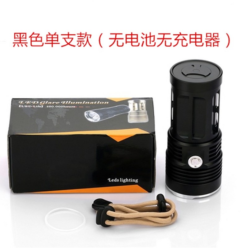 钢炮拍照补光强光手电筒可充电远射手电3灯芯T6黄光白光灯泡