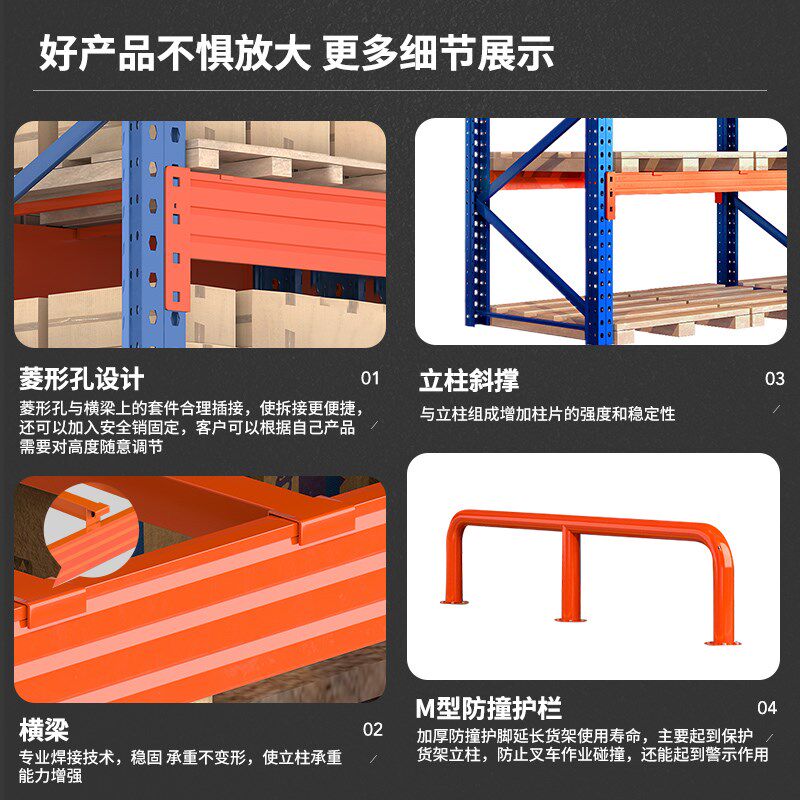 仓储仓库重型托盘货架库房高位货架加厚多层大型横梁式置物架