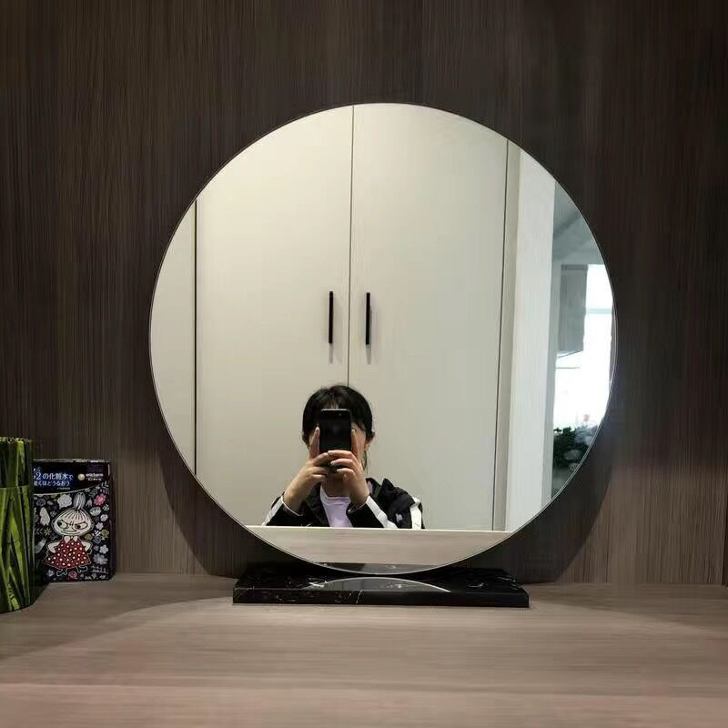 化妆镜台式桌面梳妆台镜子卧室现代简约美容镜立式化妆师专用无灯