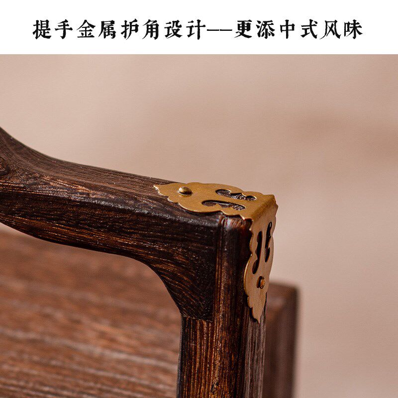 化妆品首饰收纳盒实木老式抽屉手提篮复古中式桌面装饰摆件置物盒