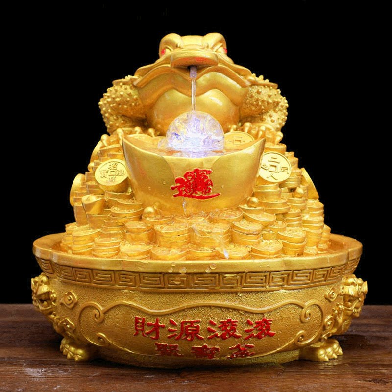 流水金蟾吐水摆件循环水招财客厅造景金蝉生财水风风水轮聚宝盆