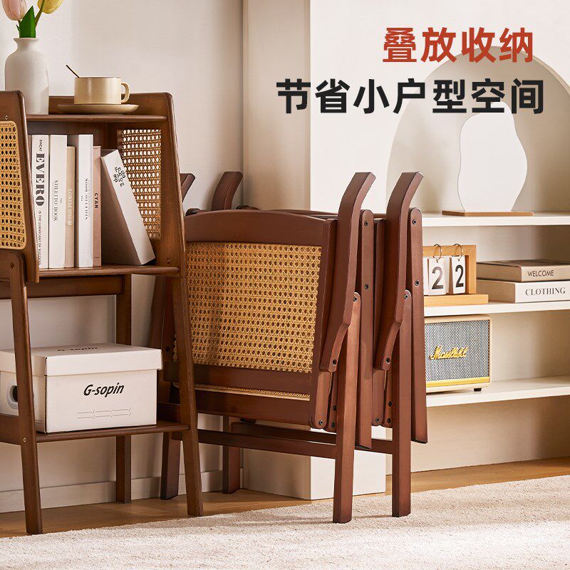 可折叠藤编椅子家用阳台休闲靠背椅办公室午休躺椅户外便携式藤椅