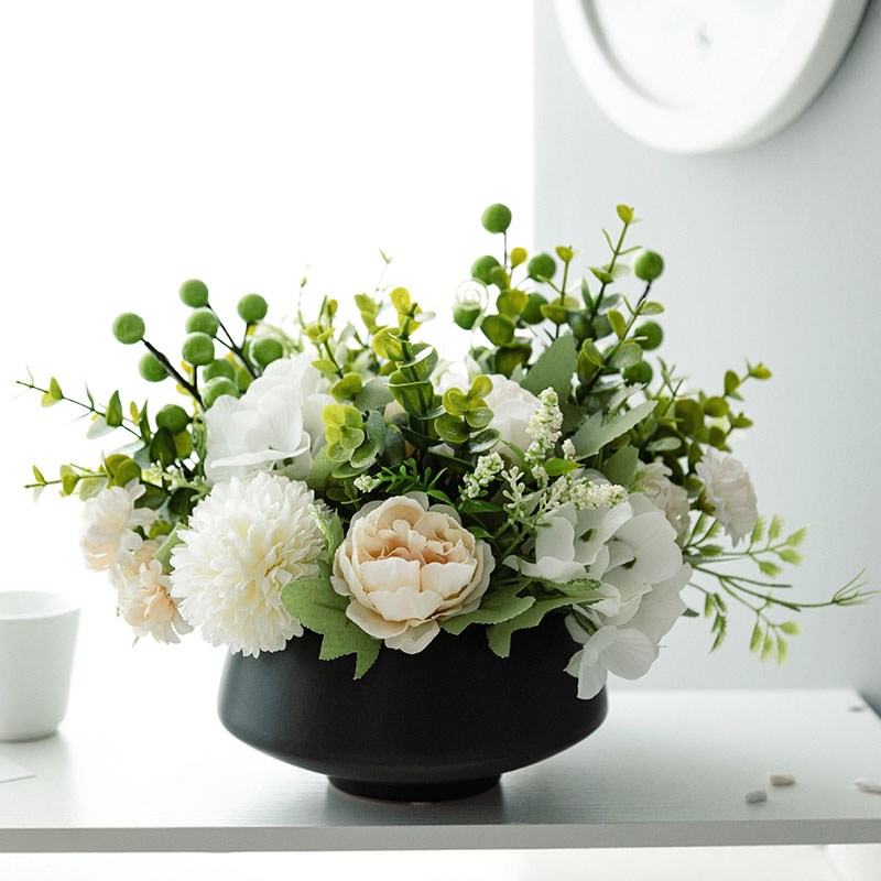 仿真花假花夏日小清新玫瑰绢花花束室内客厅餐桌装饰摆件绿植盆栽