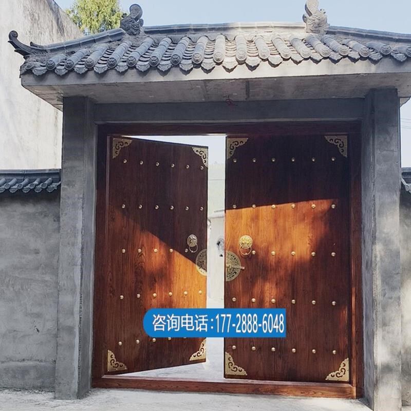 农村自建房别墅门仿古实木大门庭院大门中式四合院围墙门民宿大门