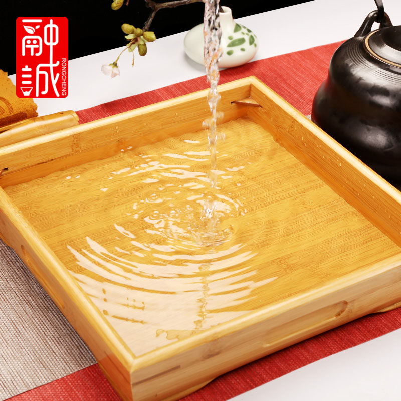 竹制茶盘家用竹茶盘长方形托盘简约茶台茶海储排水功夫茶具小茶盘