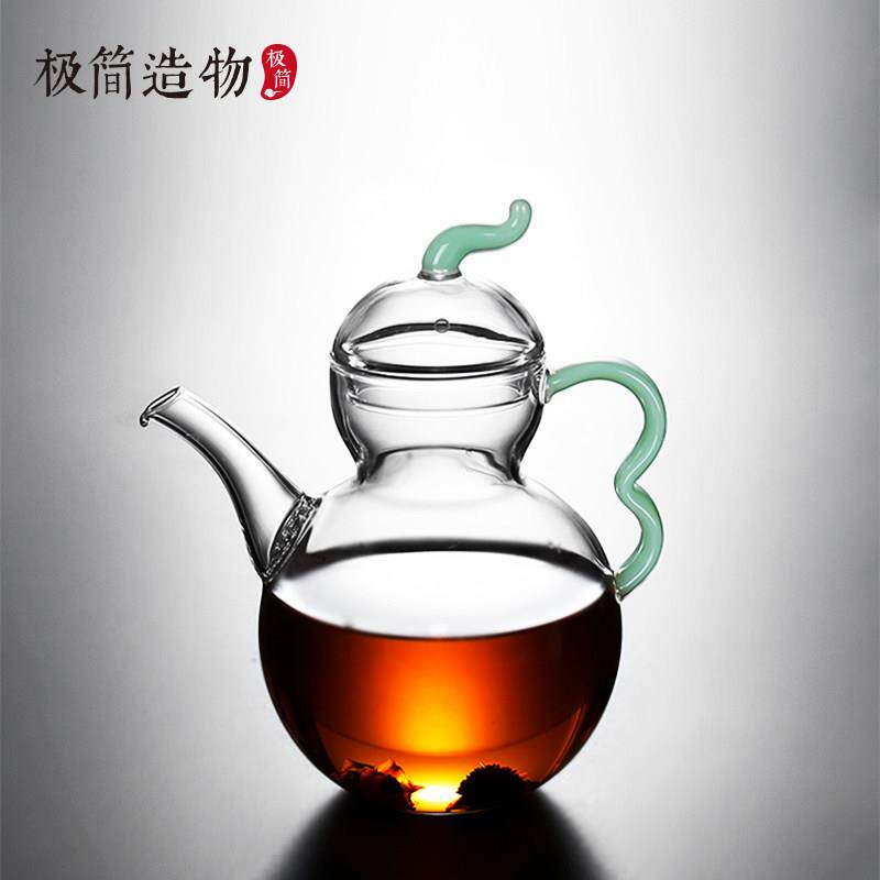 葫芦迷你玻璃壶带过滤单壶小号一人用泡茶壶耐高温绿红茶器茶具