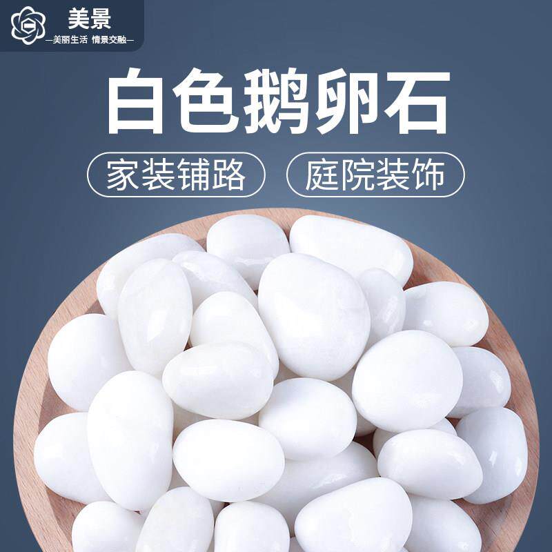 白色鹅卵石天然雨花石庭院阳台铺路铺地小石头白色造景装饰白石子