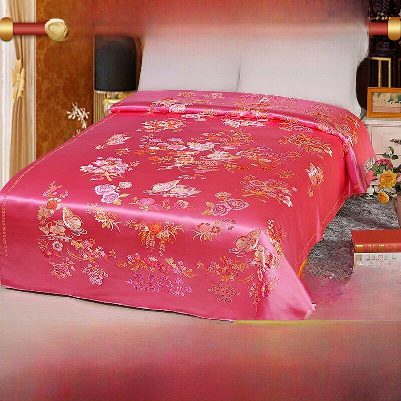 正品杭州丝绸被面传统结婚绸缎被面 织锦缎软缎婚庆被面 鸳鸯戏水