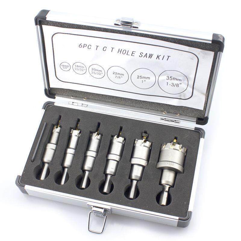 精品合金开孔器TCT金属开孔器不锈钢铁板铝材打孔钻头镀钛6PC套装