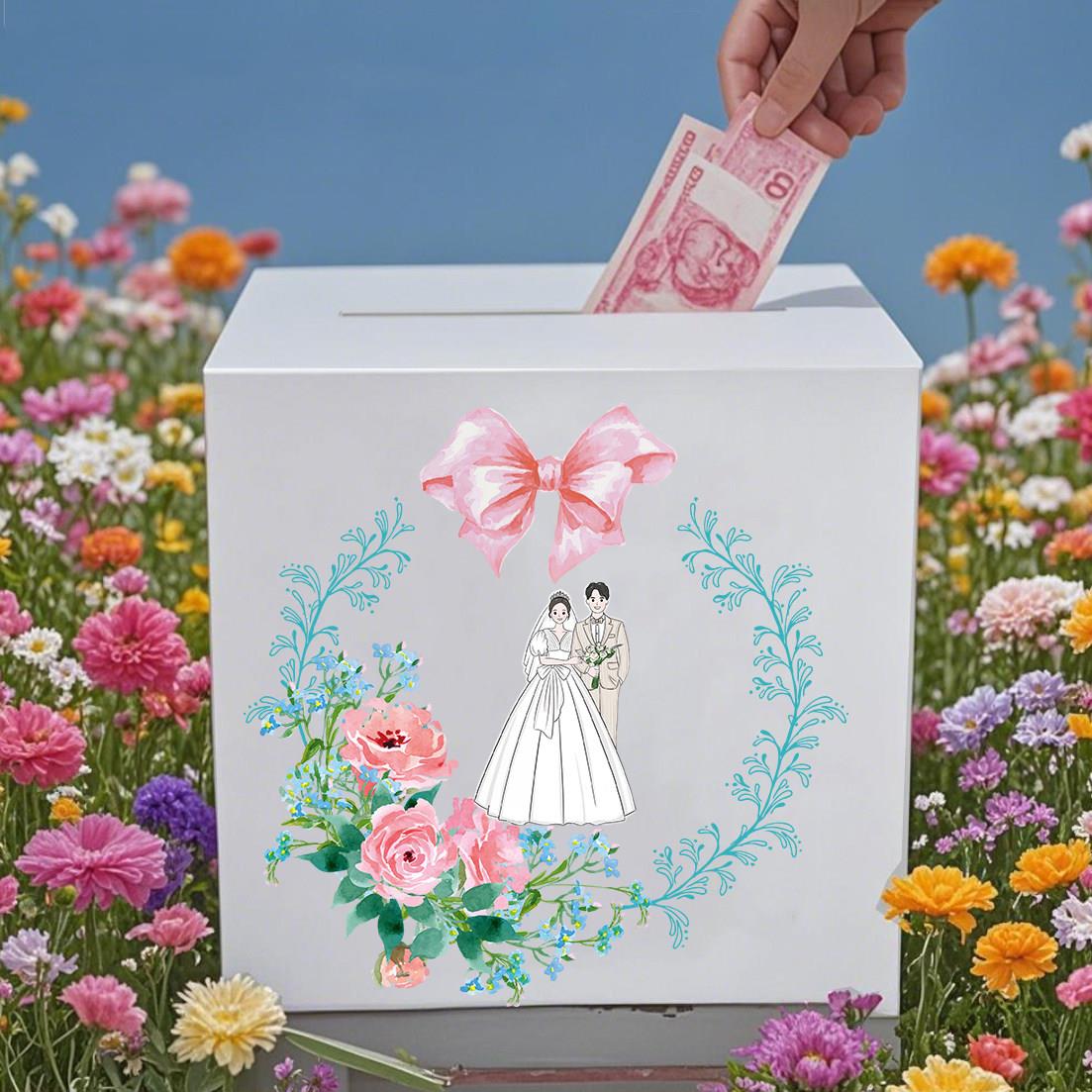 亚克力白色礼金箱婚庆用品红包箱子带锁结婚现场收礼金收纳盒子