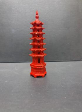 保真朱砂红砂水飞砂文昌塔摆件七层文昌塔镂空款学习塔办公室课桌
