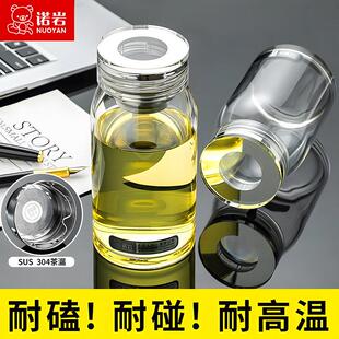 诺岩大肚玻璃杯2024新款男女泡茶水杯茶水分离大容量车载夏季茶杯