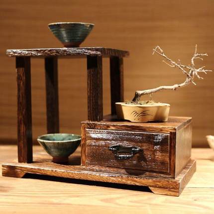实木中式博古架 小多宝阁格茶具架 茶杯架 功夫茶具收纳柜 多宝格