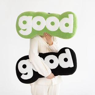 饰大靠垫抱枕good花朵毛绒大号休闲靠枕飘窗摆件 ins北欧风客厅装