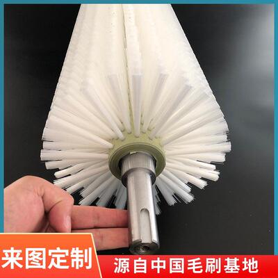 工业毛刷辊轮清洗尼龙丝滚筒刷厂家非标定做小型除尘硬毛空心圆形
