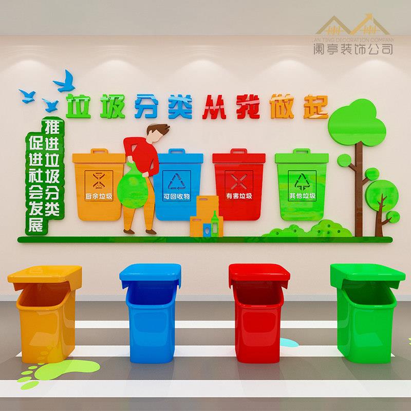 幼儿园垃圾分类主题墙贴纸班级教室走廊区域区角环创装饰布置自粘