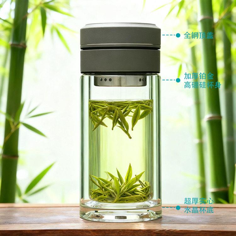 网红迷你泡茶杯茶水分离玻璃水杯高硼硅男士水杯隔热简约过滤厚实
