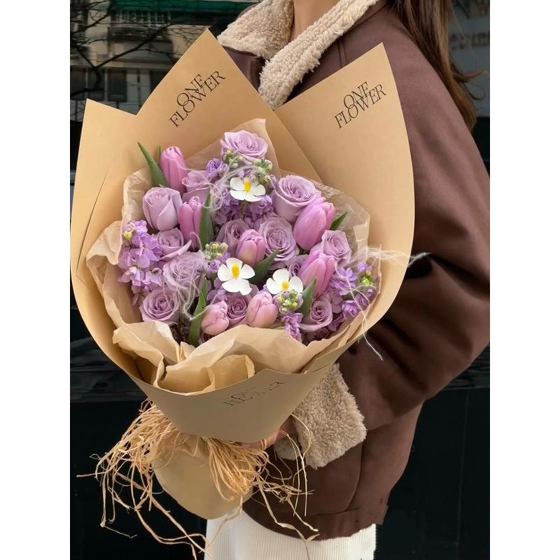 杭州鲜花速递同城海洋之歌紫玫瑰花混搭花束爱人生日订花店送上门