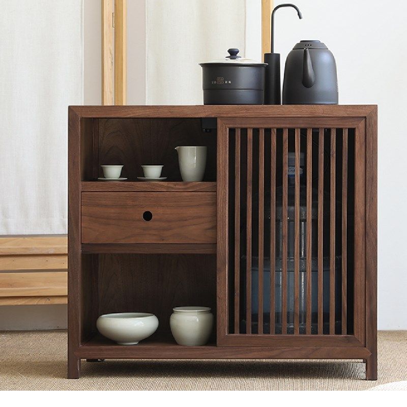 新中式茶水柜实木榆木北美黑胡桃木茶边H柜收纳柜茶室烧水壶一体,商业/办公家具,办公茶水柜,淘宝优惠券,粉丝福利购,淘宝优惠卷