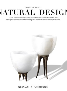 新中式复古三脚铜底座云石装饰盘摆件样版房售楼处茶几餐桌饰品