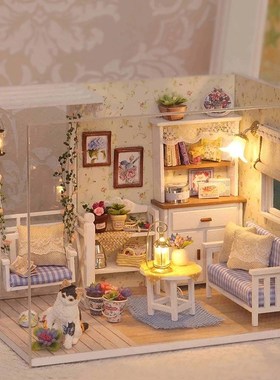 小猫日记dify小屋手工房子建筑模型生日礼物送女生可爱迷你小场景