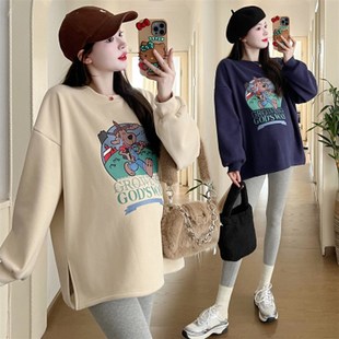 卡通卫衣春秋款 孕妇上衣秋装 慵懒风休闲宽松圆领长袖 时尚 2024新款
