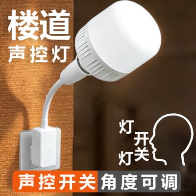 楼道语音说话控制开关感应灯人工智能声控灯座卧室哺乳床头小夜灯