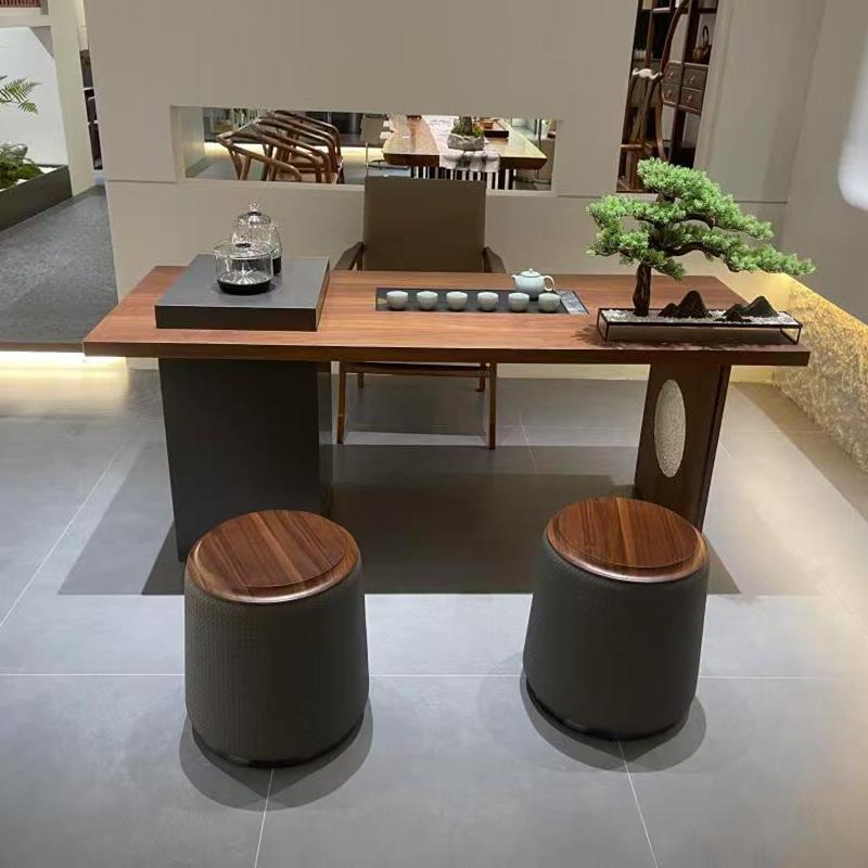 新中式茶桌椅2025新款黑胡桃高端家用实木泡茶桌办公室茶台定制