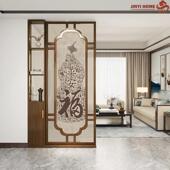 2025新款 屏风隔断客厅正对入户门全实木遮挡置物架餐厅玄关柜定制