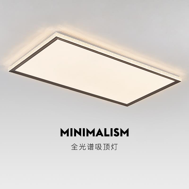客厅吸顶灯现代简约大气长方形超薄极简意式护眼全光谱中山灯具