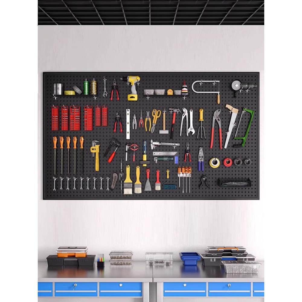 货架洞洞板工具墙五金整理架收纳板不锈钢冲孔板挂墙上置物架圆孔