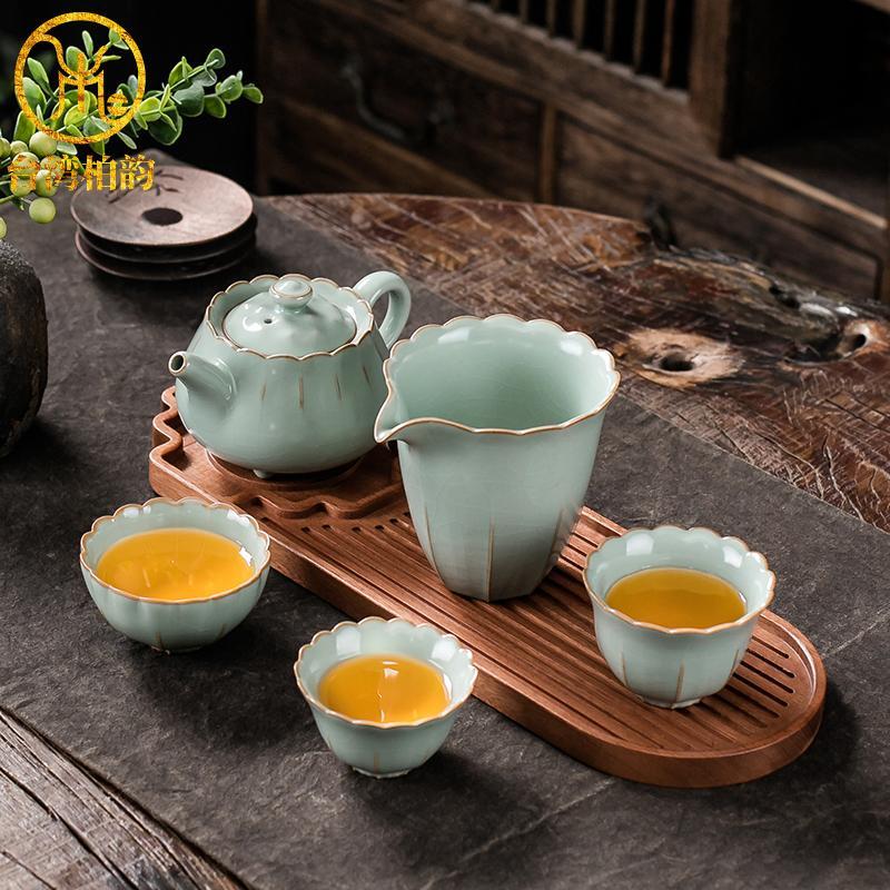 柏韵邱卫国汝窑茶具小套装汝瓷冰裂纹开片可养家用办公茶壶小套组