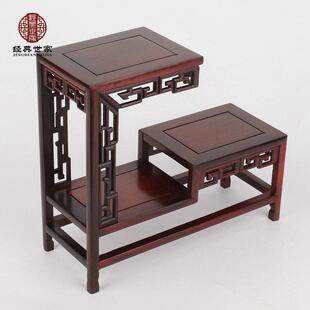 酸枝木多宝格古玩博古茶壶饰品摆件架子奇石 红木高低底座跳水台