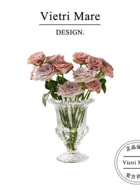 Vietri Mare花瓶玻璃法式防风灯装饰品高脚摆件覆古餐桌花插丨切