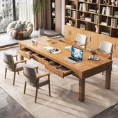 去客厅化大长实木书桌带抽屉现代简约一体家用学习大板桌长条桌子