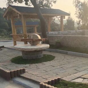 农村老石碾子老式家用旧石磨盘木架磨片磙子怀旧复古庭院园林摆件