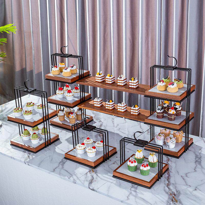 新中式鸟笼甜品台下午茶点心架三层架点心盘蛋糕架茶歇摆台展示架