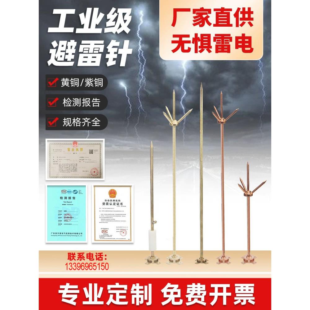 厂家直销船用纯铜避雷针紫铜黄铜工程室外防雷屋顶家用避雷针立杆