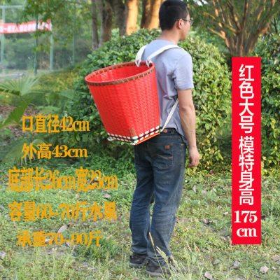 纯手工背篓编织家用农用采蘑菇玉米采摘塑料藤编双肩红色背篼背筐