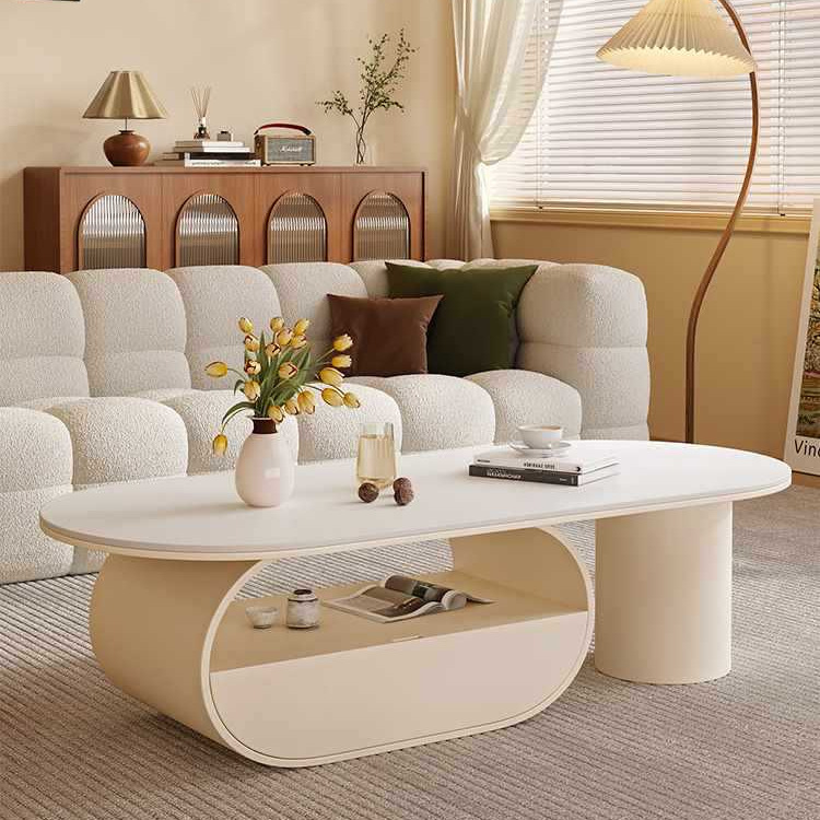 岩板奶油风客厅轻奢茶几小户型创意现代简约网红茶桌2025新款