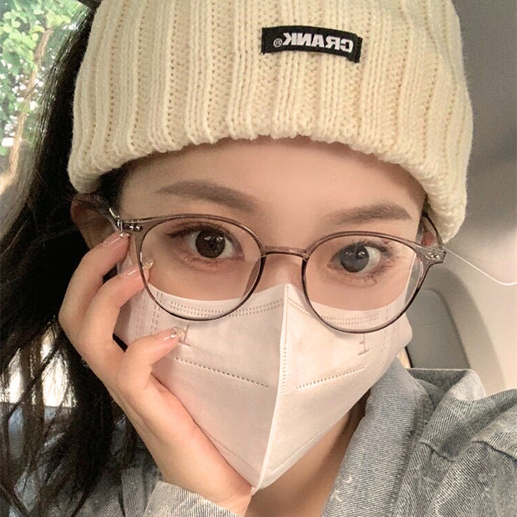 9531近视眼镜超轻眼镜t框女圆框平光透明冷茶色平光镜防蓝光变色