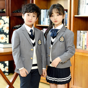 西装 英伦学院风幼儿园园 班服小c学生校服男女童三件套装 春秋冬季