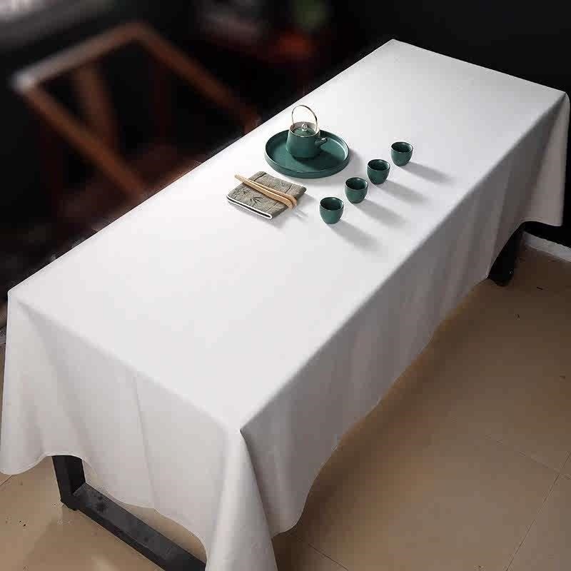 桌布大尺寸定制会议室桌布白色酒店活动展会长方形餐厅.高级感台