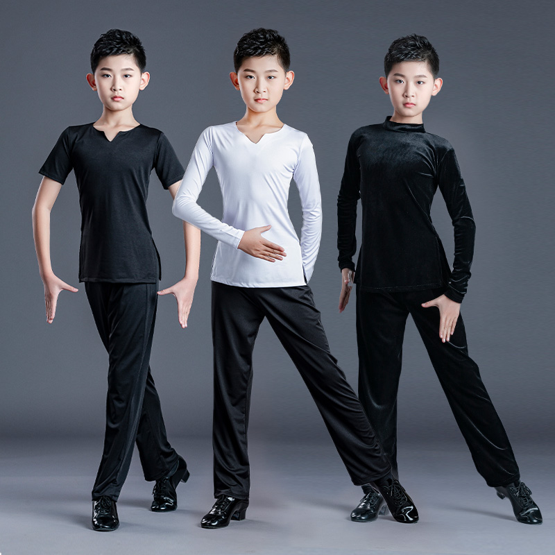 儿童拉丁舞服男童套装少儿拉丁练功A服男孩比赛训练舞蹈服2024长