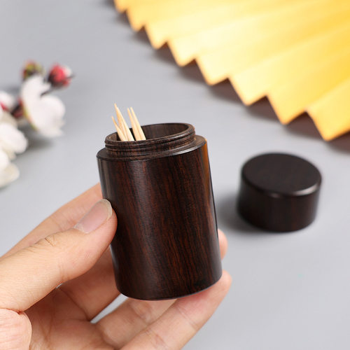 紫光檀实木高档牙签罐家用收纳